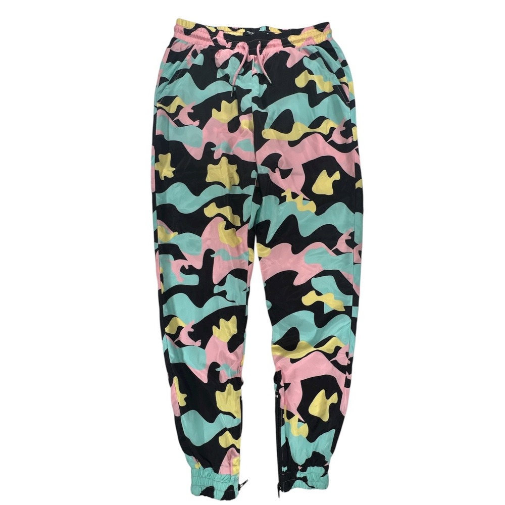 Windbreaker Track Pants Camo Y2K Green Yellow Black Pink Dolphin Festival Small